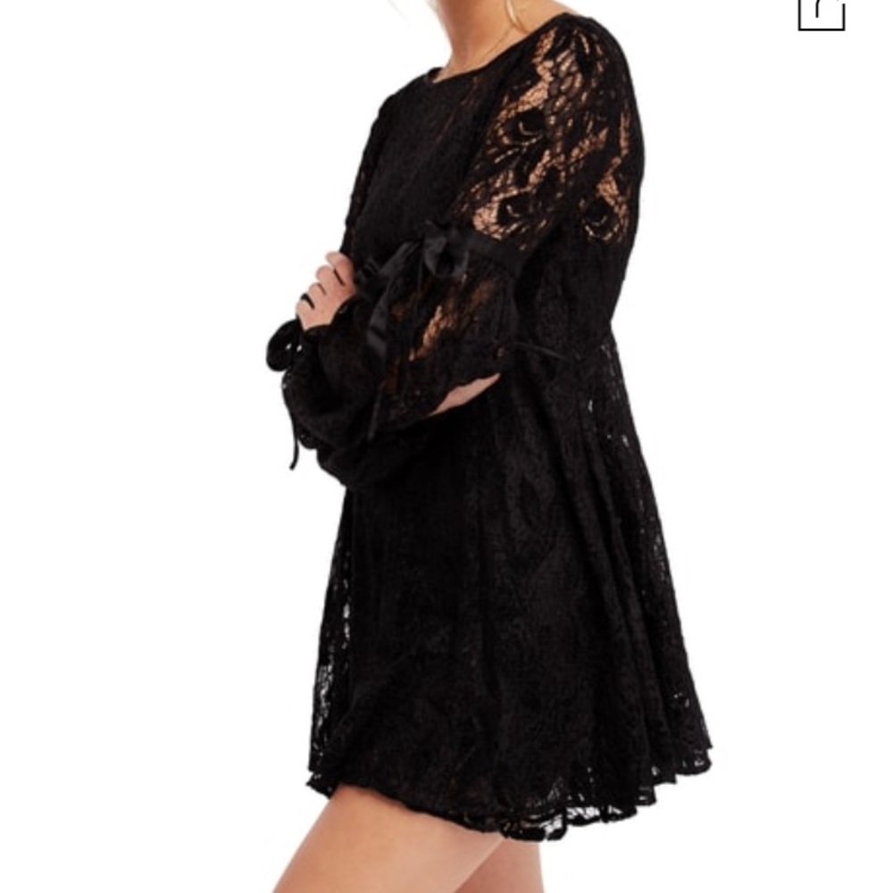 Free People Black Lace Mini Dress | Detachable Slip Liner | Size S